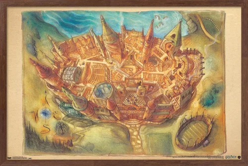 Vista 10 de Trends International The Wizarding World: Harry Potter - Póster de pared con mapa de Hogwarts, 14.725 x 22.375 pulgadas, versión enmarcada de madera
