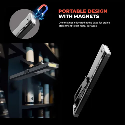 Vista 4 de Linterna de bolsillo, linternas EDC compactas multimodos, USB-C recargable, IPX4, material doble con base magnética, clip para sombrero y ropa