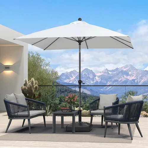 Vista 121 de PURPLE LEAF - Sombrilla de patio rectangular de 6' x 4', sombrilla de mesa para exteriores con marco de aluminio, sombrilla de mercado, sombrilla