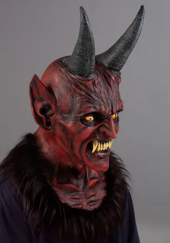Vista 4 de Máscara de disfraz adulto Beelzebub el Demonio Cornudo Multicolor