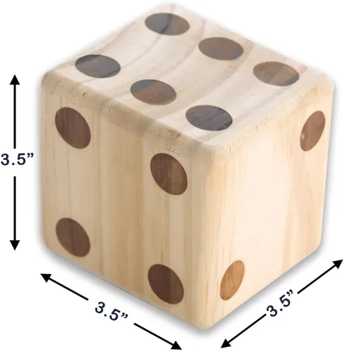 Vista 2 de Juego de dados gigantes de madera para patio, juegos de césped al aire libre para adultos y familia, madera de pino maciza de 3.5 pulgadas, juego
