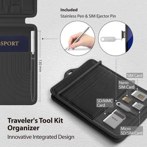 Vista 3 de Bone Serie de fundas para pasaporte, Lanyard Passport (negro)