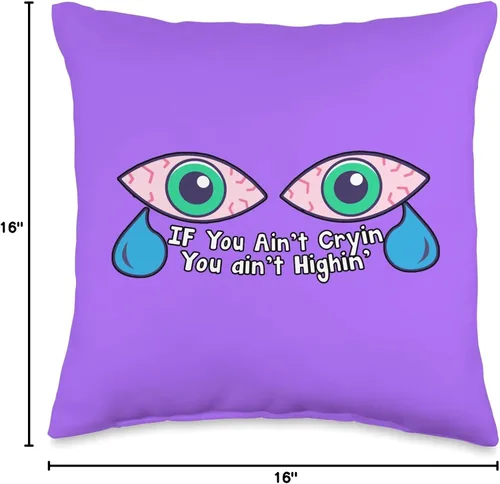 Vista 4 de Cewpins Cryin' You Ain't Highin' - Almohada de 16 x 16 pulgadas, multicolor