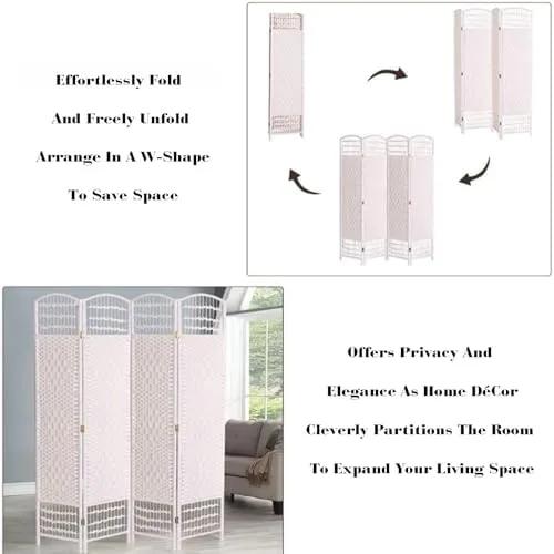 Vista 4 de Foldable Rattan Room Divider, Height Adjustable & Easy to Store, 4 Panels (100x40cm) - Perfect for Live Streaming Backgrounds, Privacy Screen, Home