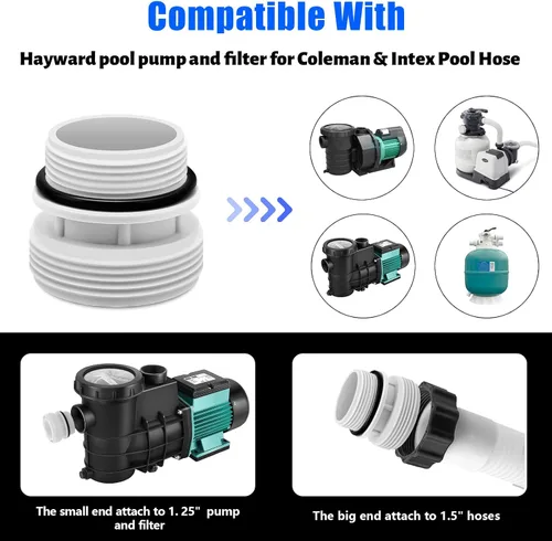 Vista 2 de Paquete de 4 adaptadores de conversión de manguera 4560 de 1.575 in a 1 1/2 pulgadas para Intex Hayward Filter Hose Conversion Kit Compatible with