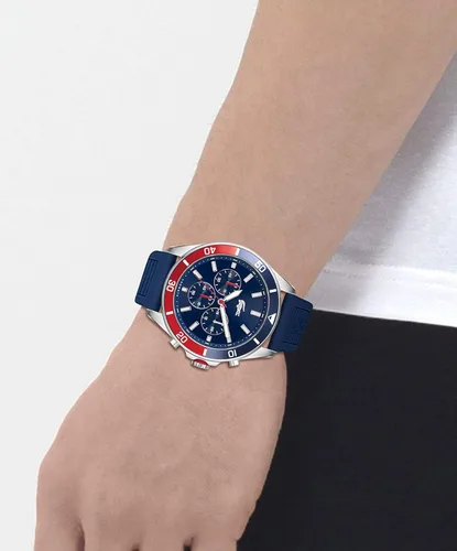 Vista 5 de Lacoste Reloj de cuarzo de acero inoxidable para hombre con correa de silicona azul 22 Modelo 2011154 Azul Patchwork Reloj de cuarzo cronógrafo