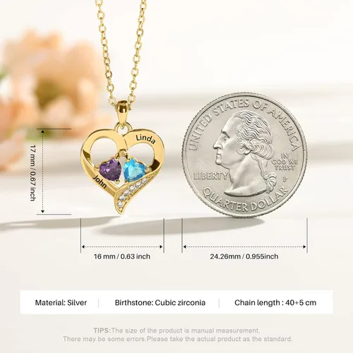 Vista 6 de Lam Hub Fong Collar con nombre para mujer, regalos personalizados para el día de la madre, collar de piedra natal para madre e hija, regalos