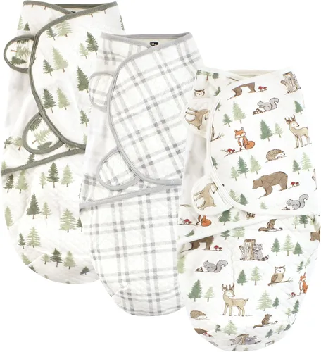 Vista 7 de Hudson Baby Envoltura de algodón acolchada unisex para bebé, 3 unidades, bosque de niños, 0-3 meses