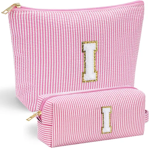 Vista 111 de YOOLIFE Regalos del Día de la Madre para Mujeres, Bolsa de Maquillaje con Iniciales, Bolsa de Maquillaje para Viaje, Bolsa de Maquillaje Negro