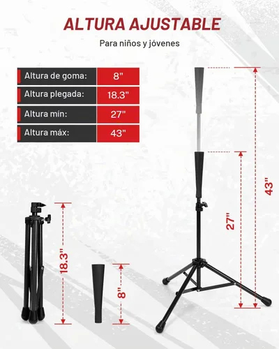 Vista 5 de Gonex Baseball Tee with Tripod Stand, Adjustable for Softball