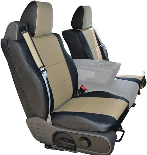 Vista 2 de Iggee Para Ford F-150 2004-2008 Tipo de cinturón de seguridad integrado Cuero artificial Personalizado Ajuste exacto 2 fundas de asiento delantero
