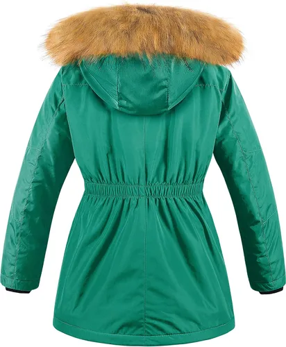 Vista 2 de CREATMO US Chaqueta de esquí acolchada con cuello recortado de sherpa para niña