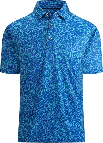 Vista 2 de Damipow Camisas de golf prémium para hombre, ajuste seco, de manga corta, cuello