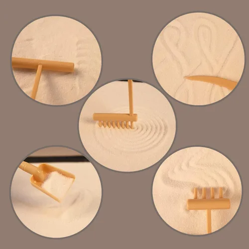 Vista 6 de Mini Zen Garden, arena blanca, bandeja rectangular de plástico