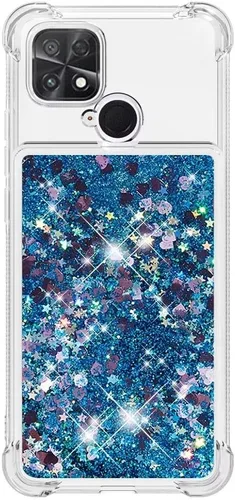 Vista 24 de Funda de silicona transparente con purpurina para Xiaomi Redmi A1 Bling Liquid Clear Star Heart Silicone Bumper a prueba de golpes, funda Azul