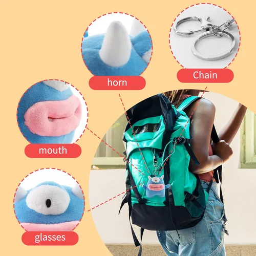 Vista 5 de Furvana Encantadora muñeca de peluche de peluche llavero llavero bolsa colgante, premios de carnaval para niños, regalos de San Valentín juguetes