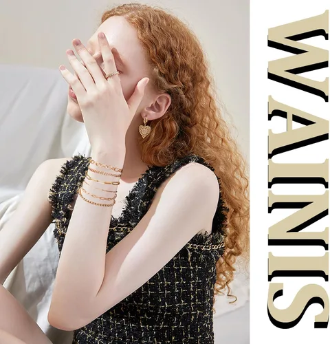 Vista 3 de WAINIS Juego de 23 pulseras de cadena de oro para mujer, de moda, chapadas en oro de 14 quilates, pulseras de clip de eslabones de eslabones