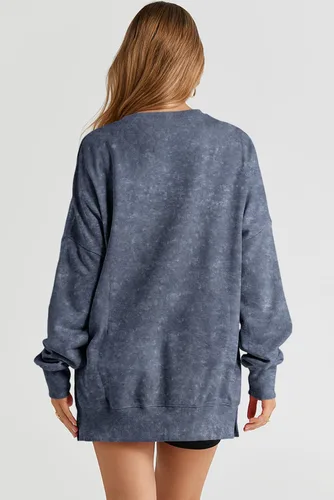 Vista 22 de SHEWIN Sudadera casual de manga larga con cuello redondo para mujer, ligera, holgada