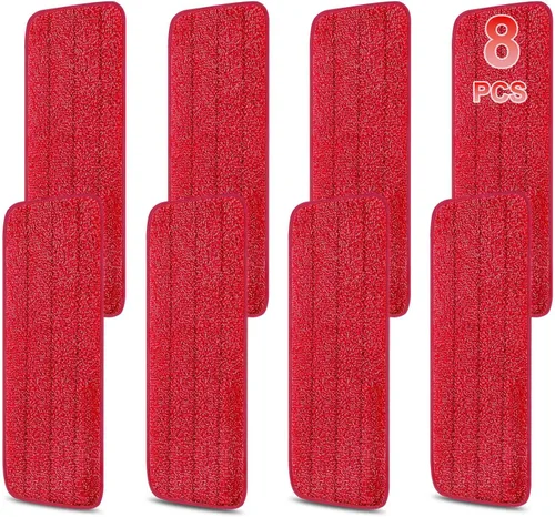 Vista 9 de Paquete de 8 almohadillas reutilizables de 16.5 pulgadas, cabezales de repuesto de trapeador de microfibra para mopas húmedas y secas, compatibles