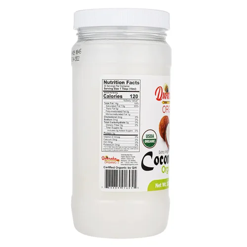 Vista 2 de Dwaraka Orgánico - Aceite de coco – Virgen extra, 15 onzas líquidas, saludable, sin OMG, puro natural sin refinar, ideal para cocinar, cabello, piel