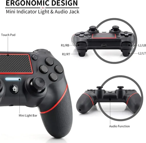Vista 5 de Etpark Controlador inalámbrico PS4, Gamepad profesional para PS4, panel táctil con doble vibración, forma instantánea oportuna de compartir joystick
