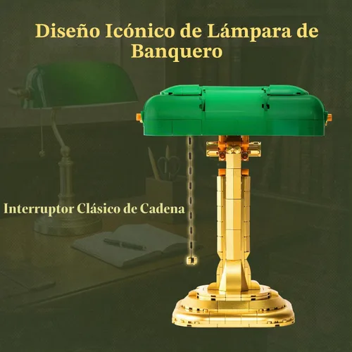 Vista 5 de PANTASY Banker's Lamp Juego de construcción para adultos, modelo retro