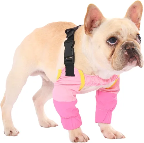 Vista 9 de PetWarm Fundas para patas de perro, impermeable, protector de codo y rodilla de recuperación, par antilamidas para perros pequeños, protección Azul