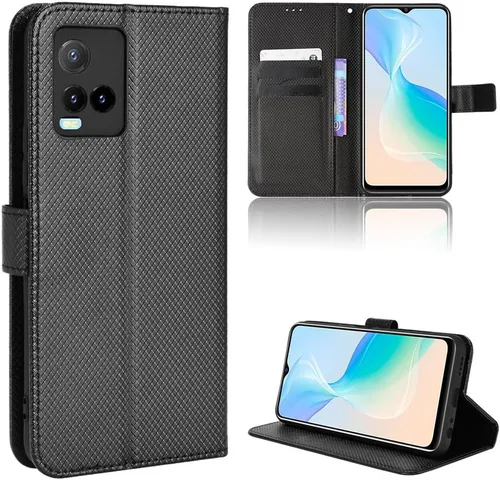 Vista 4 de Funda de cuero tipo cartera para Vivo Y21s/Vivo Y21, funda de piel sintética antideslizante para Vivo Y21s/Vivo Y21, funda de piel sintética