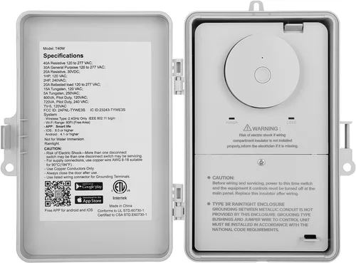 Vista 9 de SURAIELEC Temporizador WiFi para Piscina, 40 AMP 120V 2HP, Temporizador Inteligente para Interior y Exterior de Alta Resistencia para Bomba