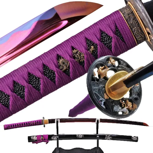 Vista 9 de 41 inch Handmade Japanese Samurai Katana Sword Full Tang for Man Gift Cosplay Decoration Self Defense