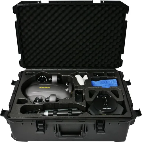 Vista 2 de FIFISH V6 Expert V6E M100A Drone submarino ROV con brazo robótico y estuche industrial