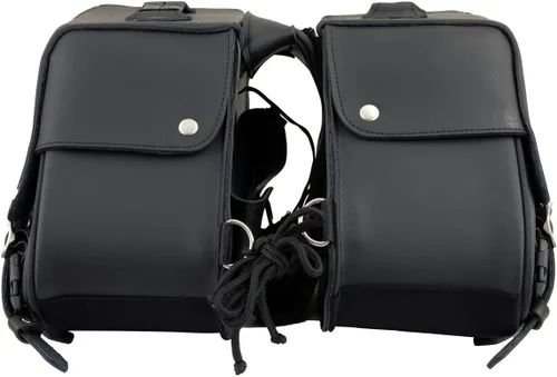 Vista 4 de Milwaukee Leather SH66901ZB - Alforjas medianas de PVC negro con 2 correas, colocación por encima, con ribetes reflectantes - Talla única