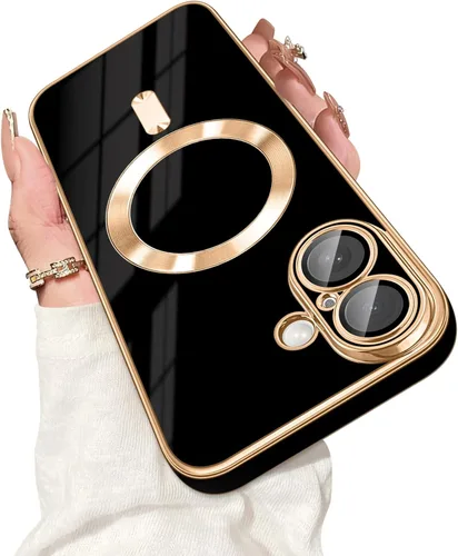 Vista 12 de Dinick Funda diseñada para iPhone 13 con magnética [cubierta de cámara integrada] compatible con MagSafe suave TPU con purpurina, antiarañazos