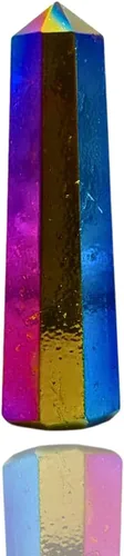 Vista 42 de WholesaleGemShop - Torre de obelisco de piedras preciosas de 3 pulgadas, faceta gigante, cristal de roca de Aura Rock Natural pulido Earth Wand