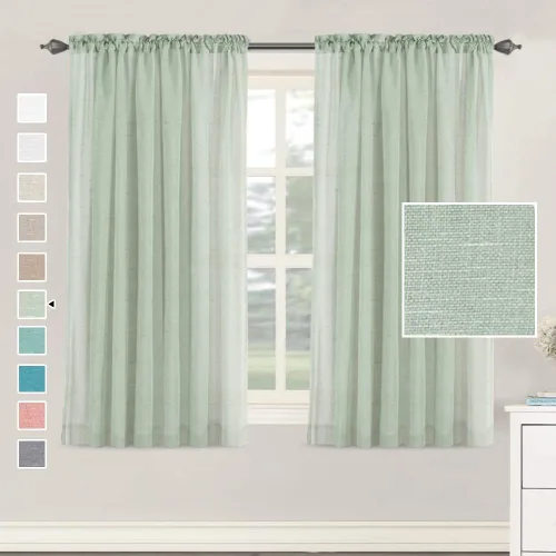 Vista 16 de H.VERSAILTEX - Cortinas de mezcla de lino natural semitransparentes, con bolsillo para cortinero, filtrado de luz, 2 paneles, para sala de estar Gris
