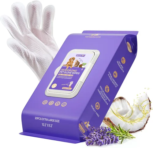 Vista 8 de HICC PET Toallitas desodorizantes de limpieza para perros y gatos, hipoalergénicas, hidratantes y nutritivas para guantes de aseo de mascotas