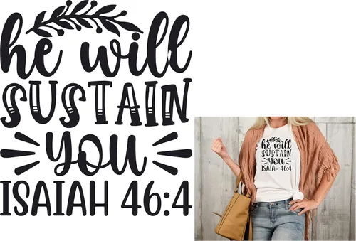 Vista 3 de SEC Apparel Parches termoadhesivos con versículos de la Biblia, calcomanías de transferencia para camisetas, tela, ropa V2 (Dios está conmigo)