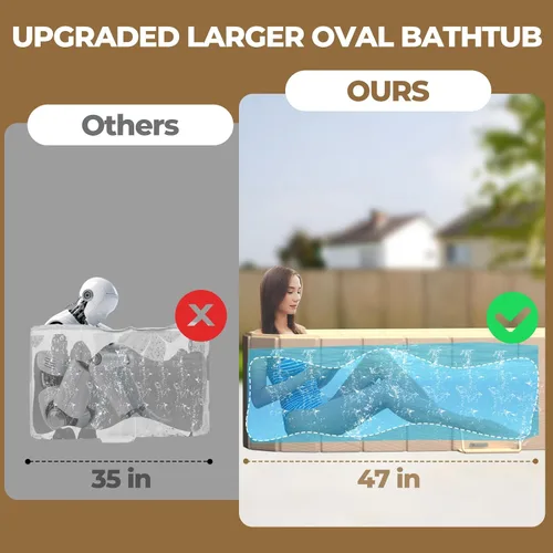 Vista 4 de Bañera plegable portátil para adultos, 47.2 pulgadas de largo x 21.6