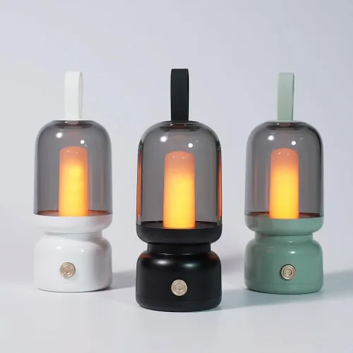 Vista 9 de Lámpara de mesa LED retro portátil, linterna LED vintage con batería inalámbrica, lámpara de escritorio USB, luz nocturna de campamento