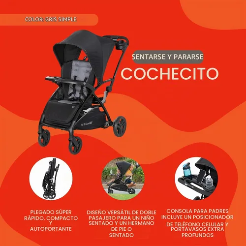Vista 2 de Baby Trend Sit N' Stand® 2.0 gris(Simply Grey)