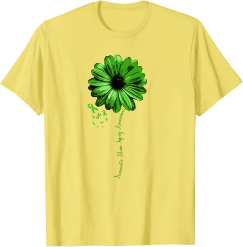 Vista 31 de Camiseta de conciencia de lesiones cerebrales traumáticas con cinta verde guerrero, Negro, S