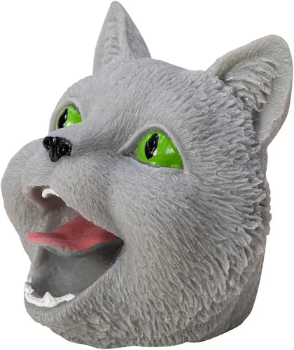 Vista 5 de Schylling Marioneta de mano de gato, textura detallada elástica y cara pintada, el color puede variar (paquete de 1)