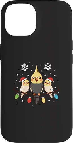 Vista 4 de Bird Cockatiel Holiday Trio Perched Cartoon Cheer Case for iPhone 16