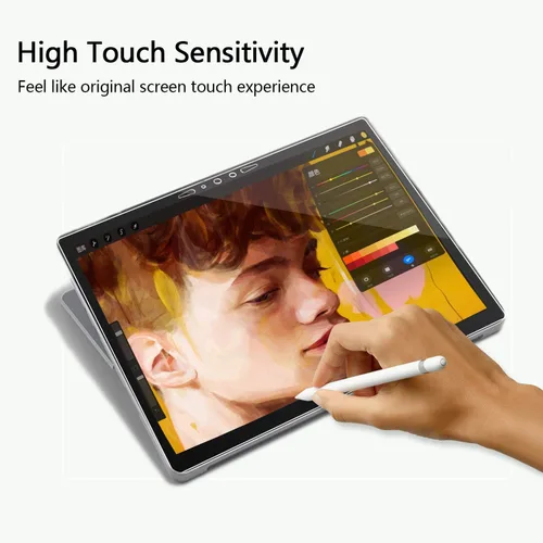 Vista 3 de Megoo Protector de pantalla para Microsoft Surface Go 4/3/2/1, vidrio templado 9H, anticaídas, hidrofóbico, oleofóbico, 9.5 x 6.7 in, 10,5 pulgadas