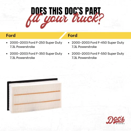 Vista 3 de Doc's DPA5446 Filtro de aire para motor diésel Compatible con Ford 7.3L Powerstroke, Super Duty F250, F350, F450, F550 2000-2003 Sustituye a