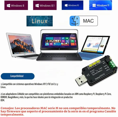 Vista 3 de Adaptador convertidor de bus USB a CAN de hasta 1 Mps