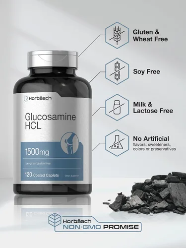 Vista 4 de Horbäach Glucosamina HCL 1500 mg 120 comprimidos Suplemento sin OMG y sin gluten