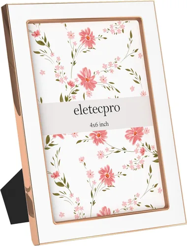 Vista 52 de eletecpro 4x6 Enamel Picture Frame with Real Glass Cover, Pink, 1-Pack Rosa con oro