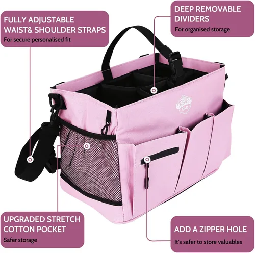 Vista 3 de Bolsas grandes de limpieza con asa y correas de hombro y cintura, para suministros de limpieza, para almacenamiento de muebles, organizador