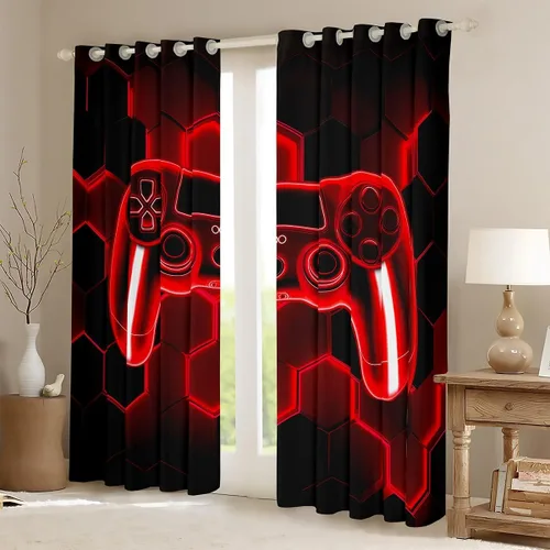 Vista 2 de Feelyou Cortinas de ventana para jugadores, cortinas de juego para niños, niñas y adolescentes, decoración de habitación, consola de juego, cortinas